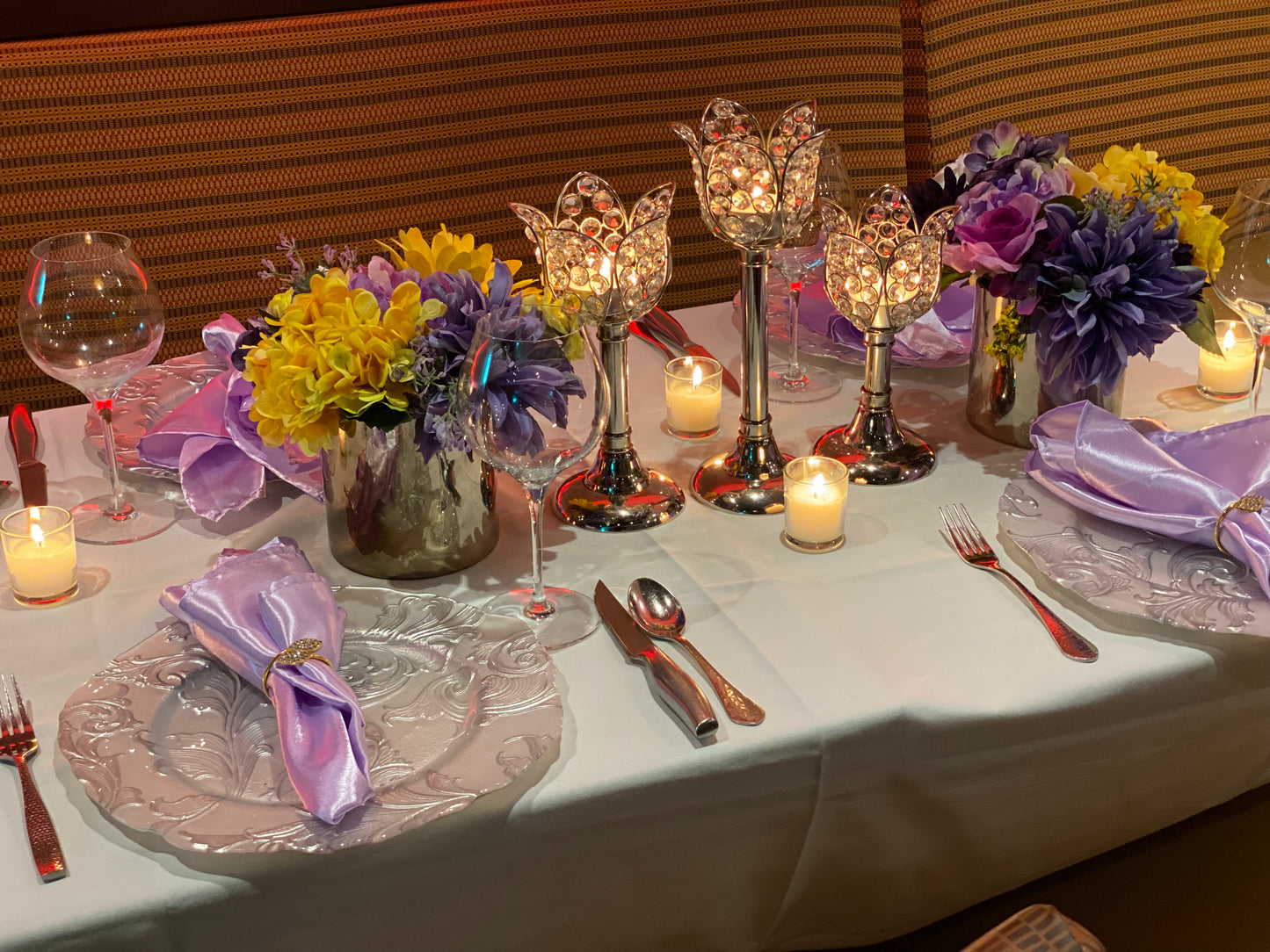Crystal flower candle holders accent
