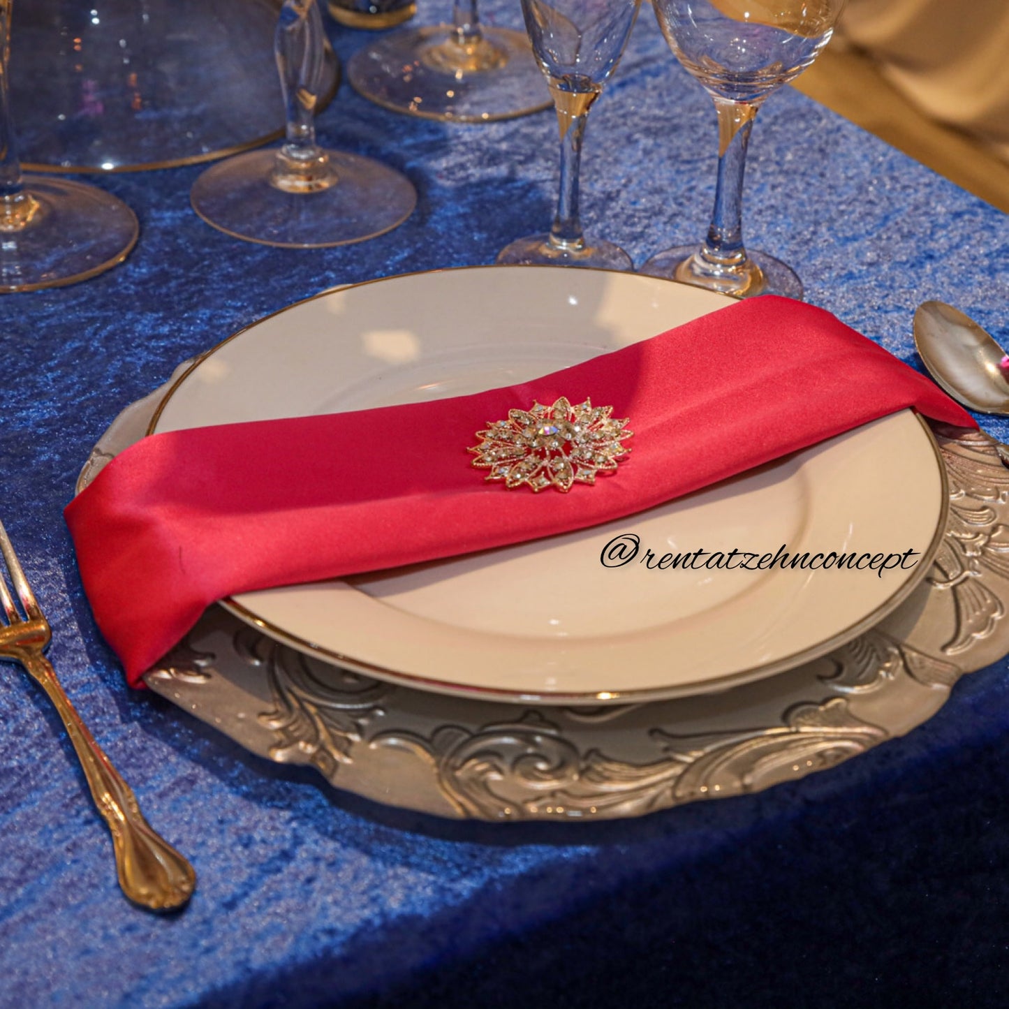 Floral silver charger plate