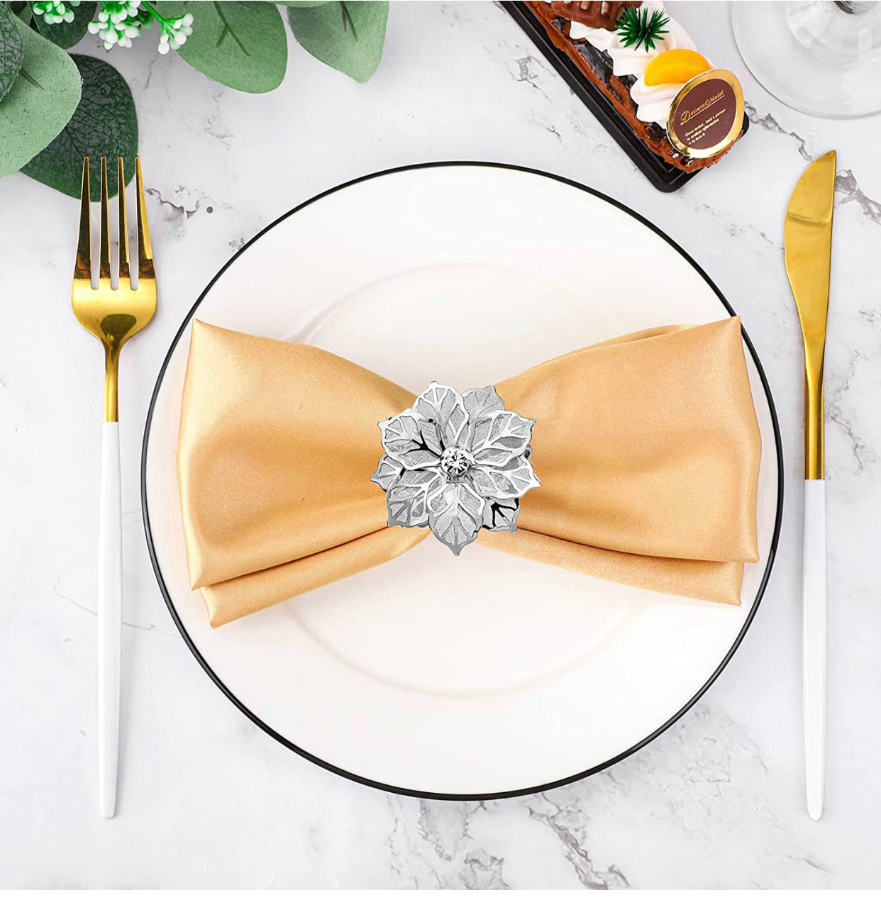 Silver Floral Napkin rings