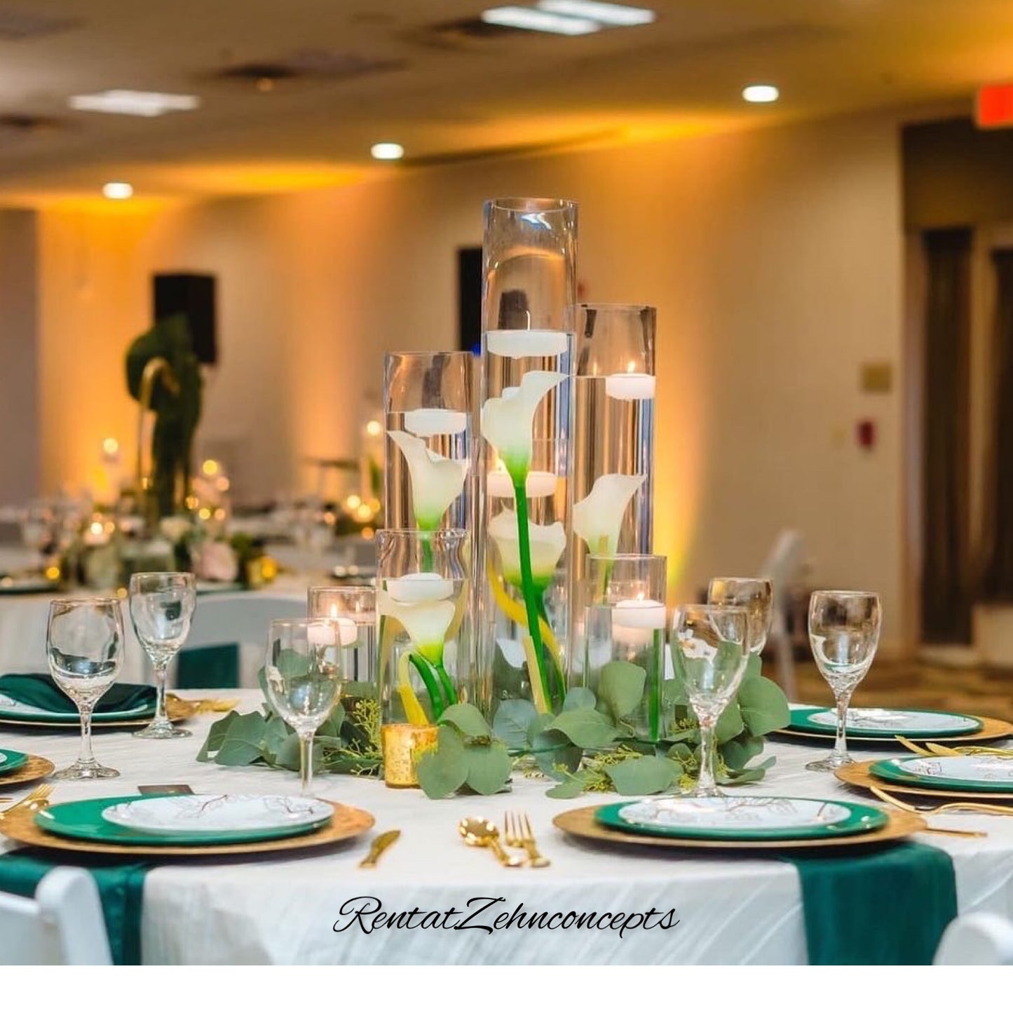 Cylinder vases with Orchids Centerpiece