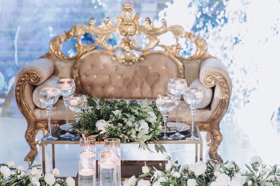 Gold rimmed glass globe