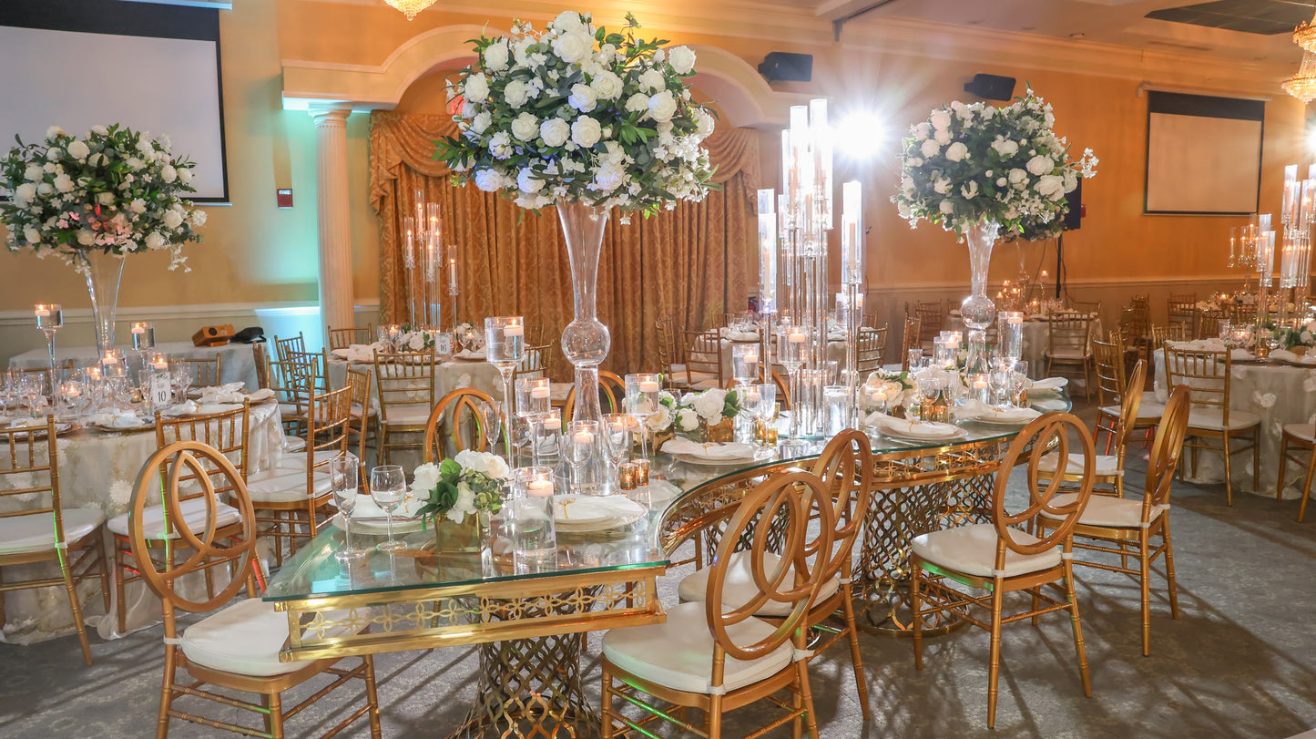 10 arm glass candelabra