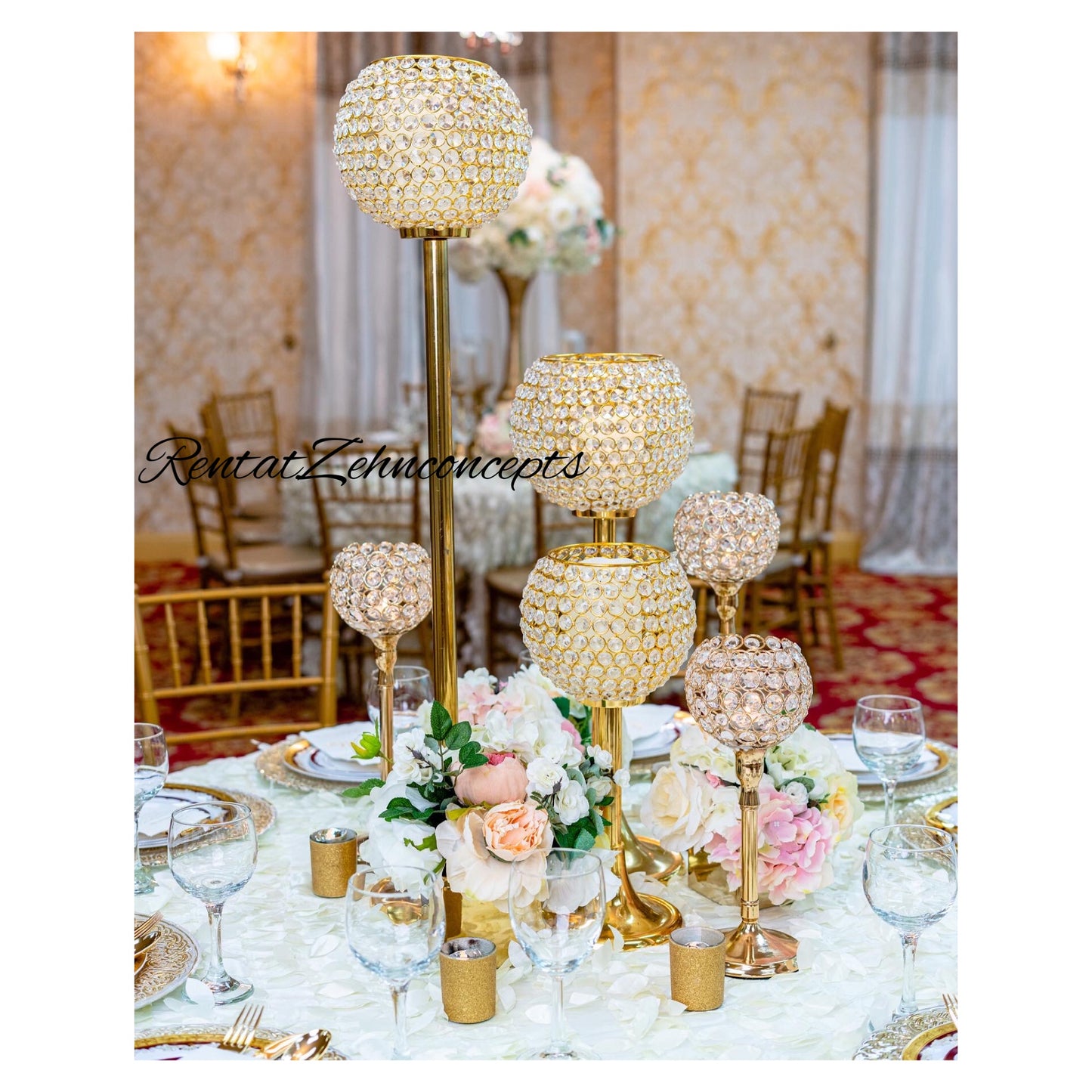Stem crystal candle holders