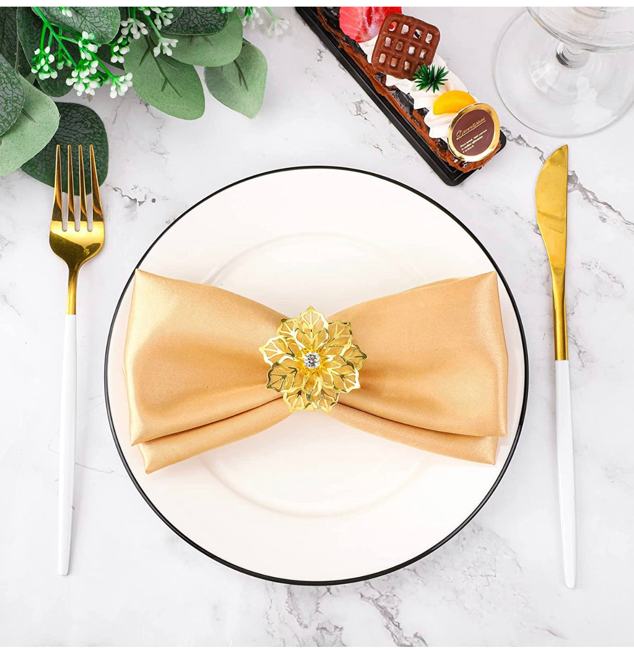 Gold floral napkin ring