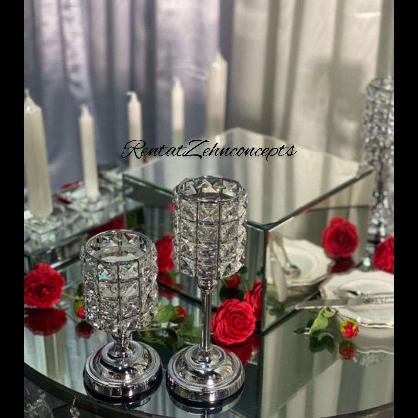 Crystal cup candle holders accent