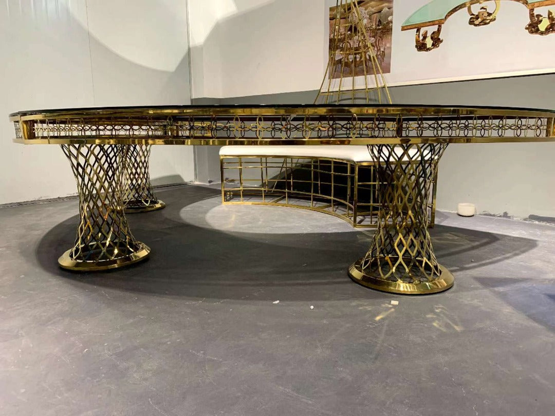 Serpentine gold table per piece