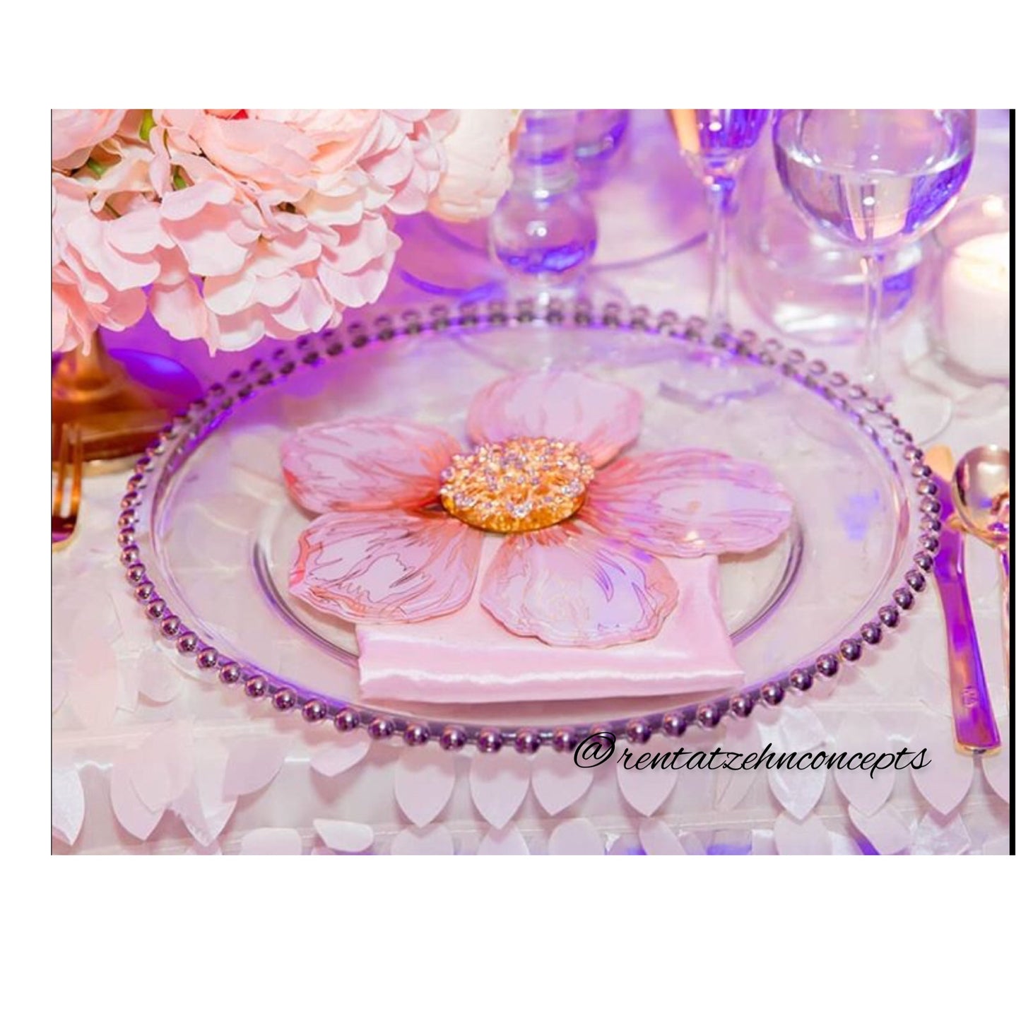 Beaded glass silver charger plate