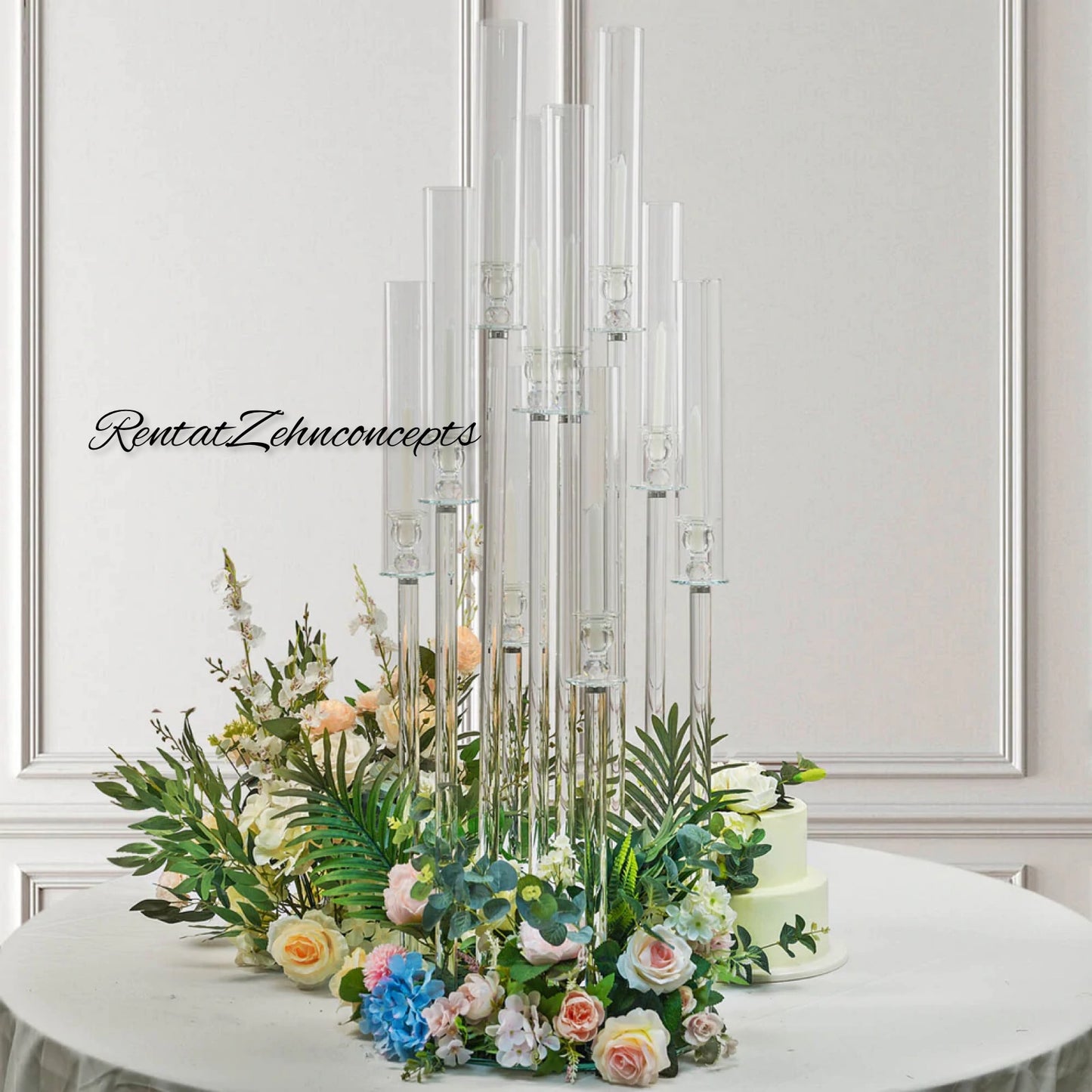 10 arm glass candelabra