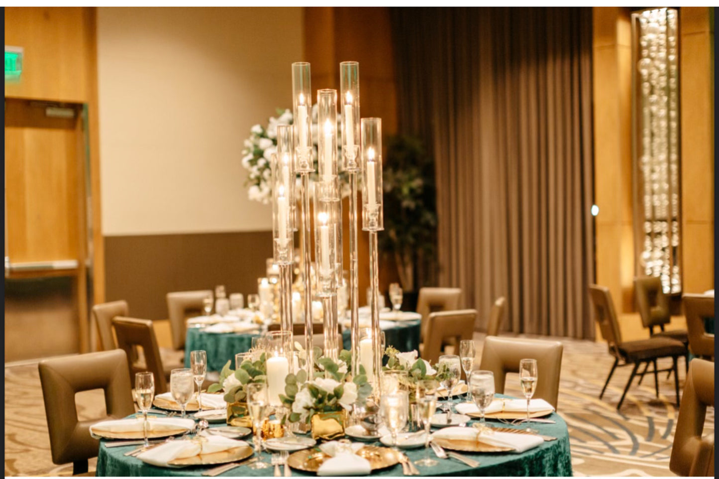10 arm glass candelabra