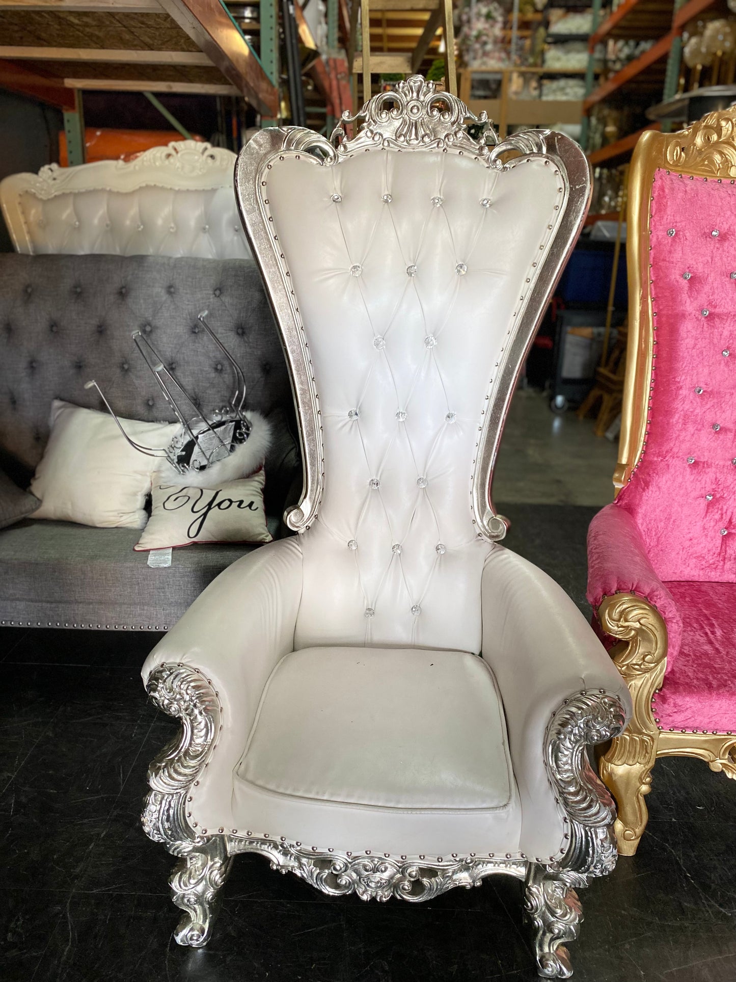 Baroque THRONE CHAIR SILVER