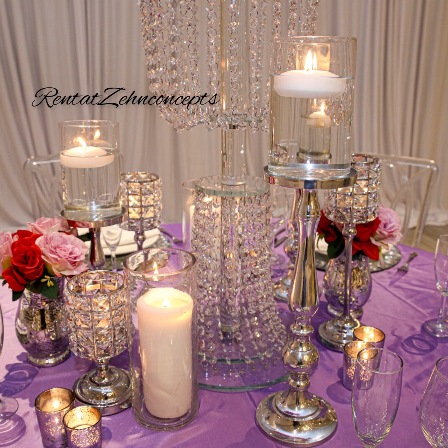 Crystal cup candle holders accent