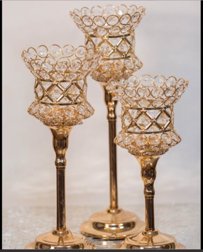Antique crystal candle holders accent