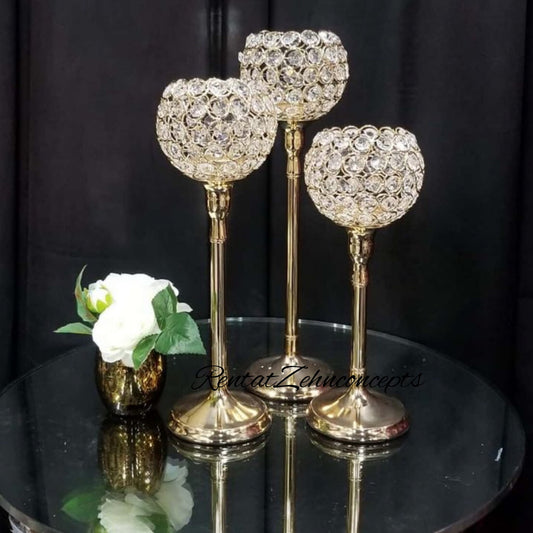 Stem crystal candle holders