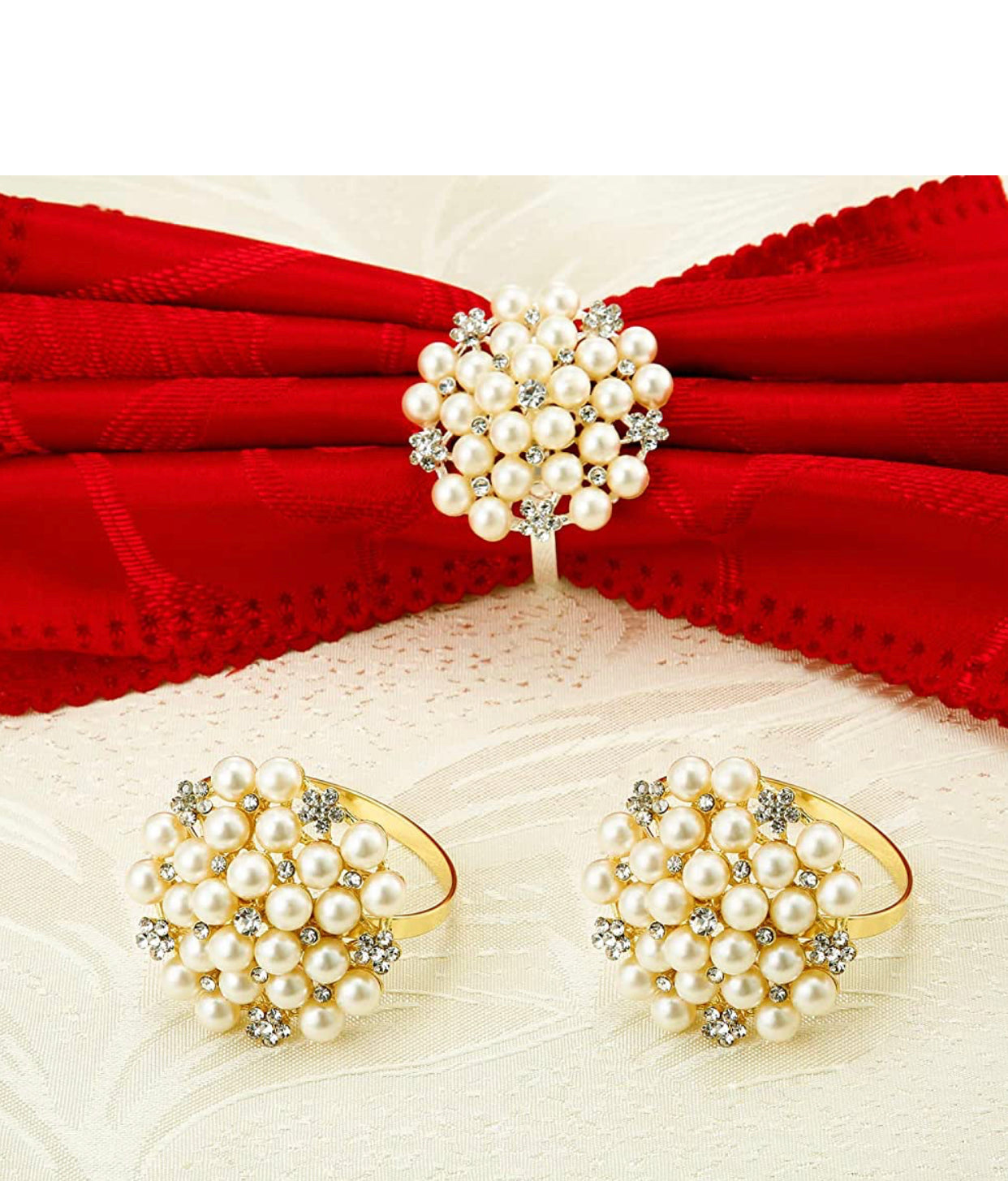 Pearl & Crystal gold napkin ring