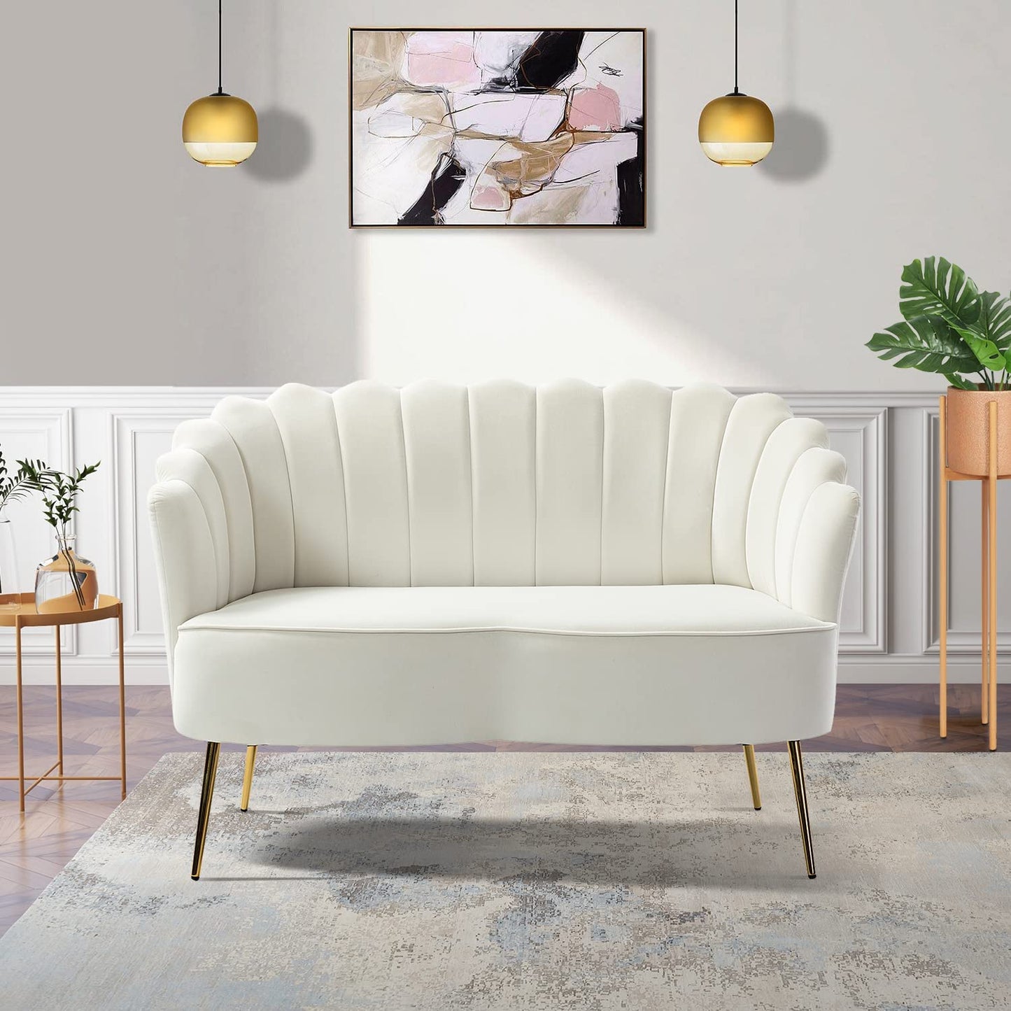 Furniture Modern white loveseat